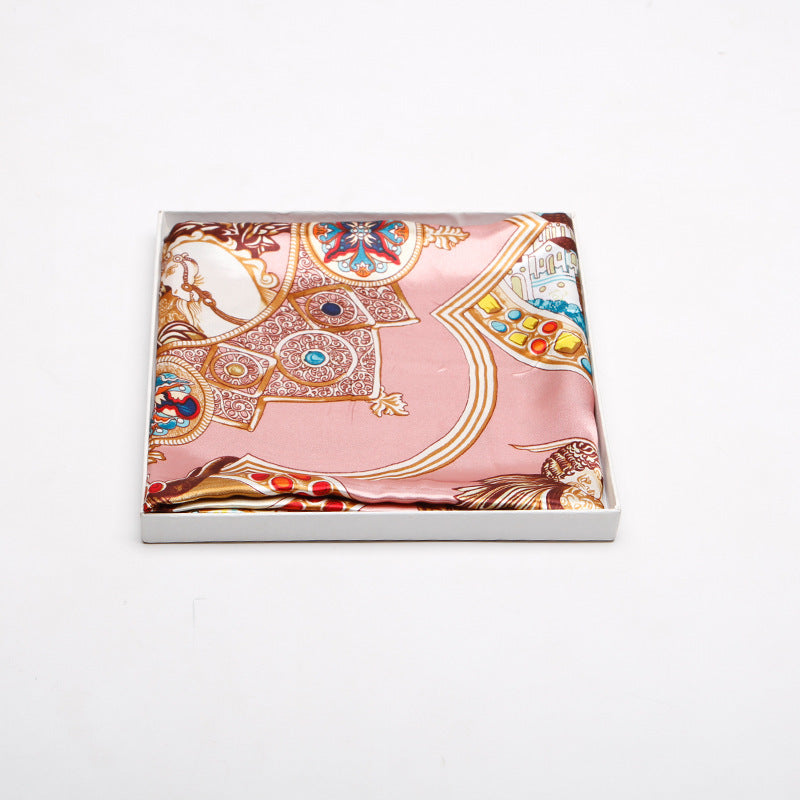Imitation Silk Palace Print Silk Scarf Women 90cm
